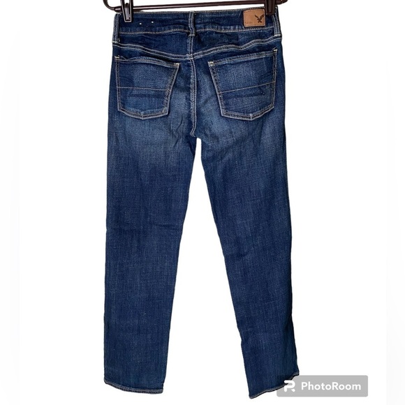 American Eagle SZ 2 Mid Rise Straight Leg Super Stretch Jeans Vintage Dark Wash - Picture 5 of 9